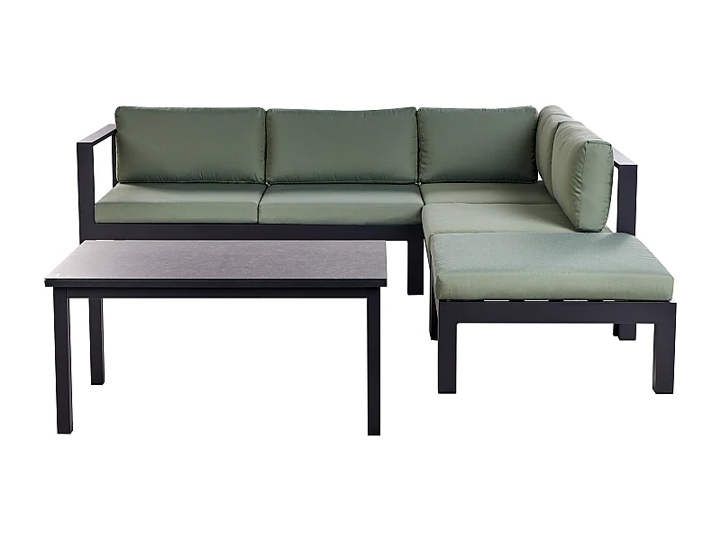 Garten Ecksofa mit Tisch 5-Sitzer MESSINA linksseitig Metall Grün