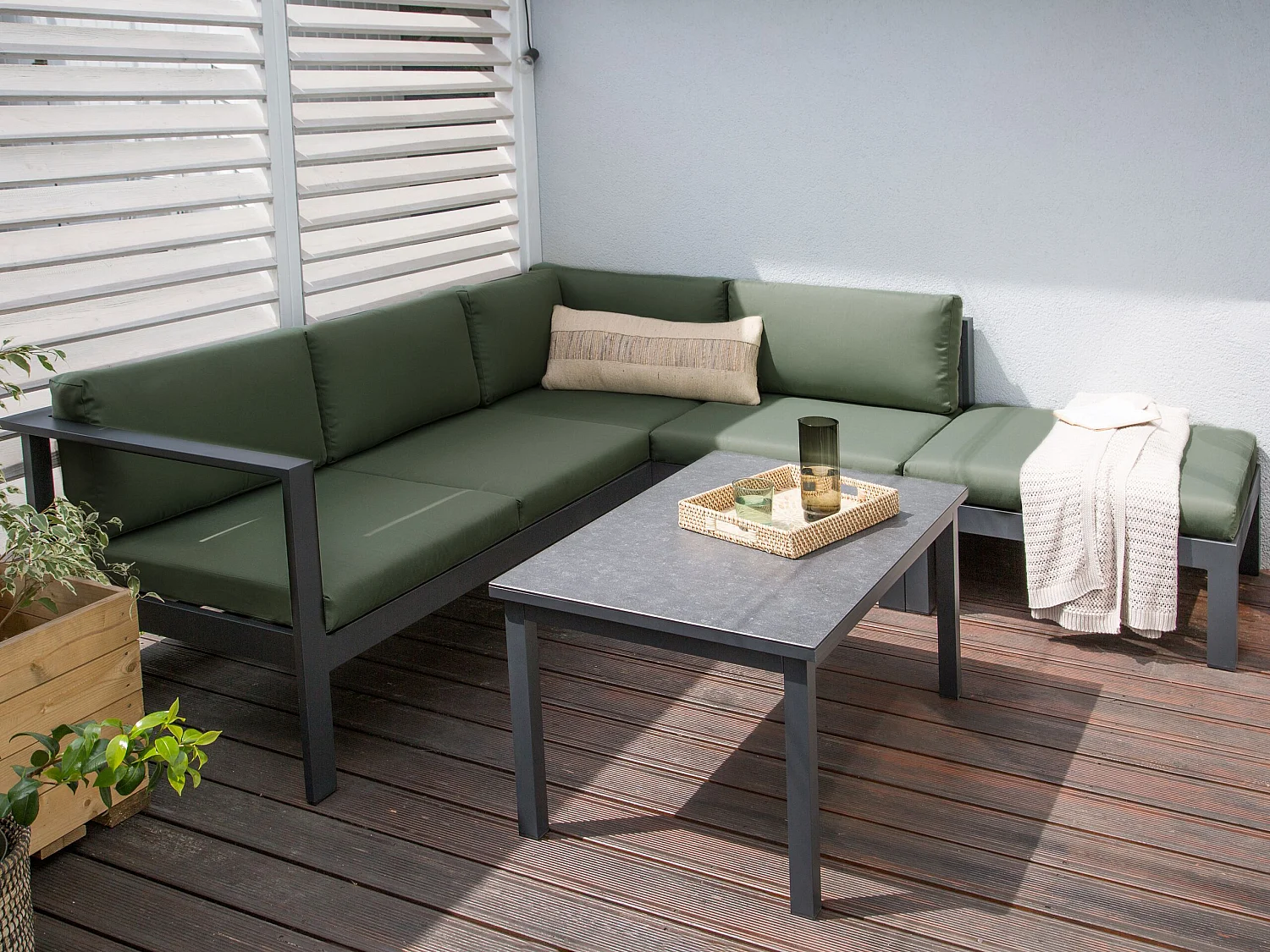 Ensemble de canapés d'angle de jardin 5 places MESSINA Côté gauche Métal Vert