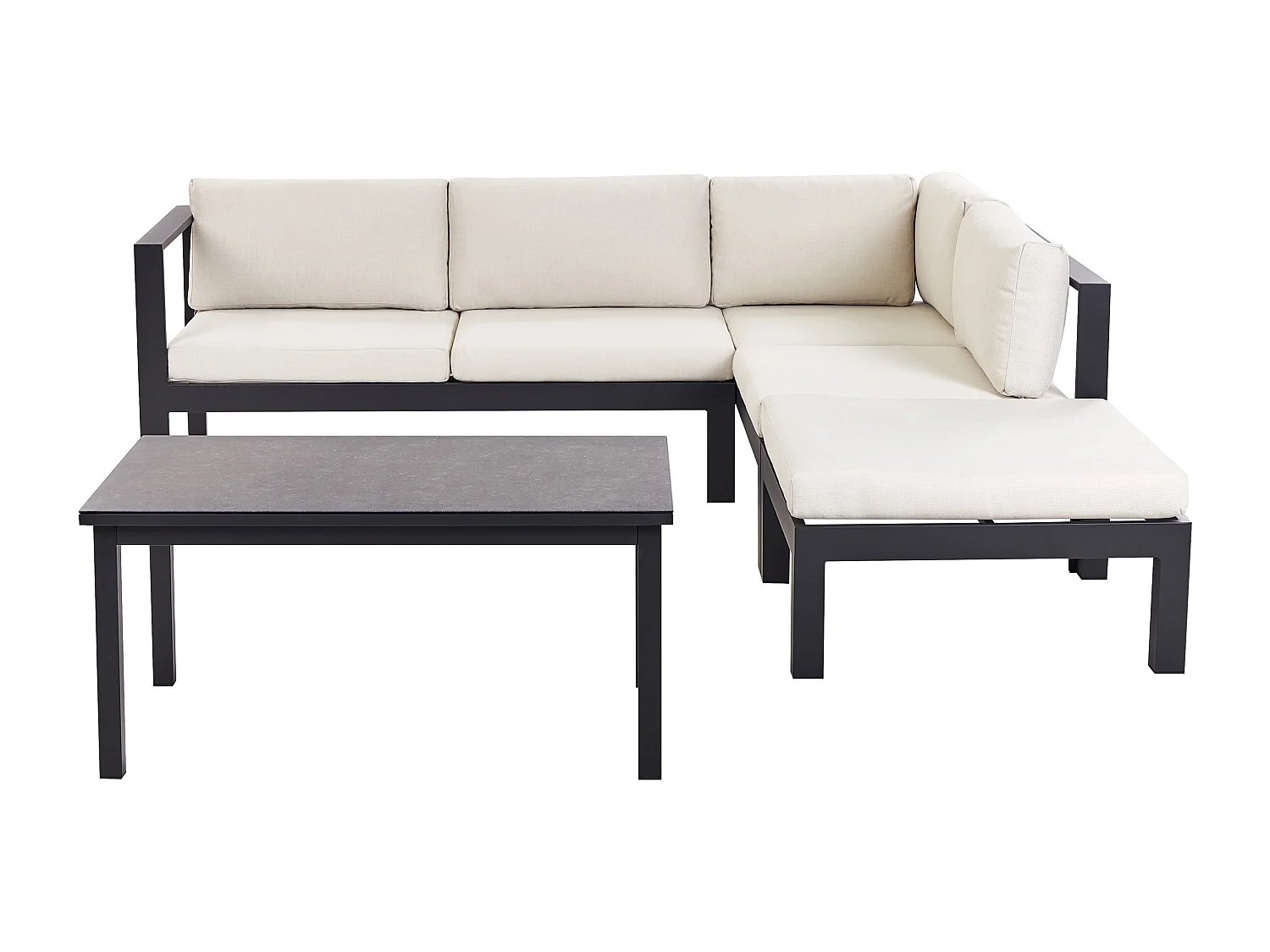 Garten Ecksofa mit Tisch 5-Sitzer MESSINA linksseitig Metall Cremeweiss