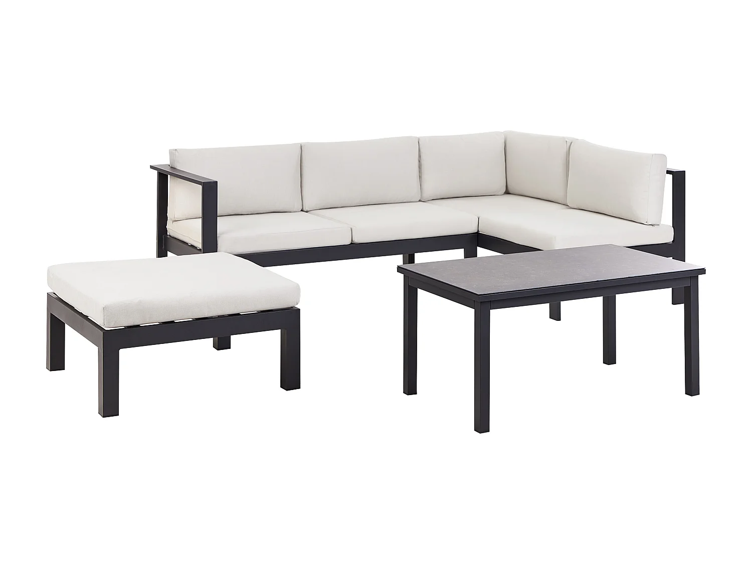 Garten Ecksofa mit Tisch 5-Sitzer MESSINA linksseitig Metall Cremeweiss