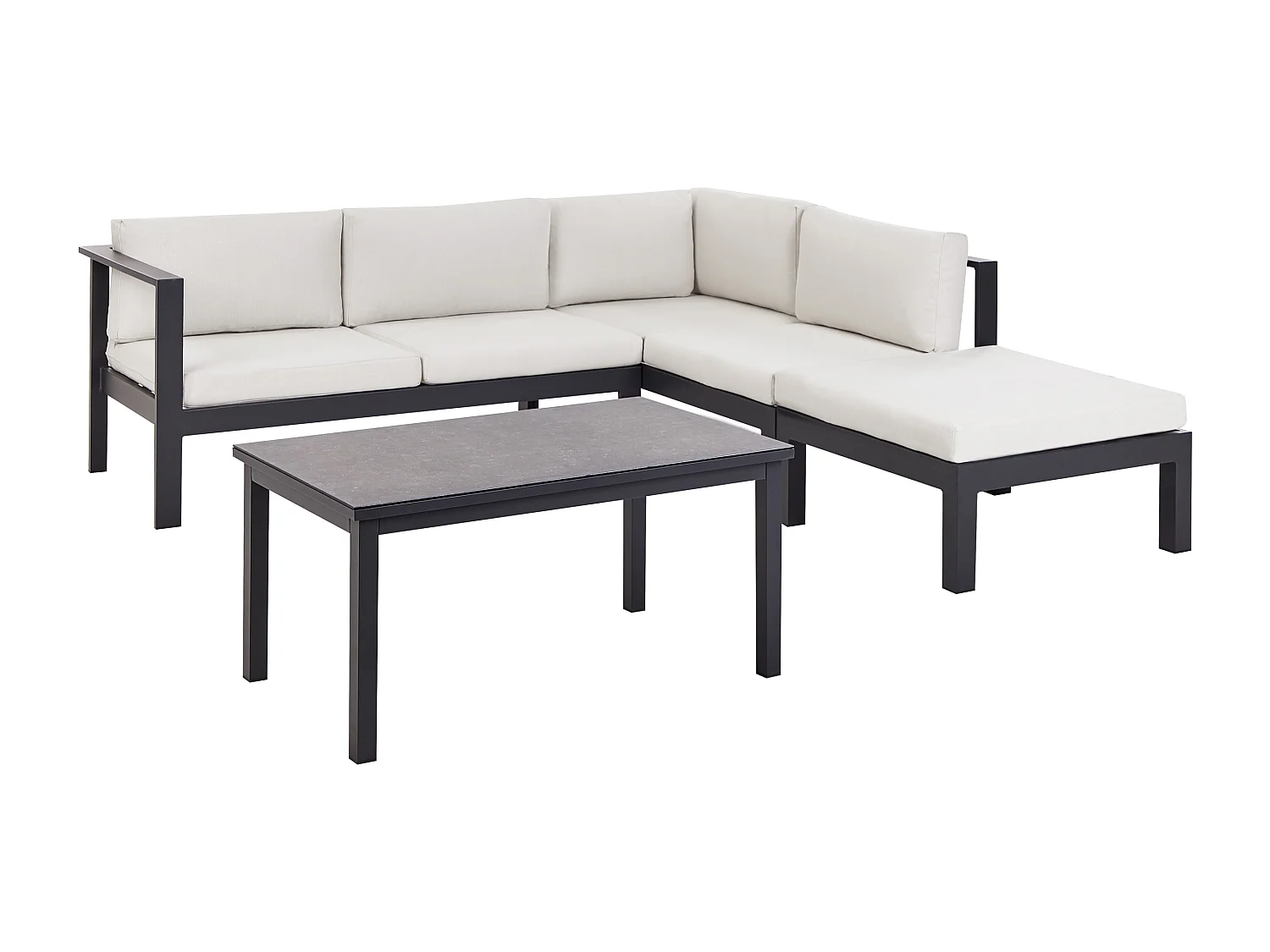 Garten Ecksofa mit Tisch 5-Sitzer MESSINA linksseitig Metall Cremeweiss