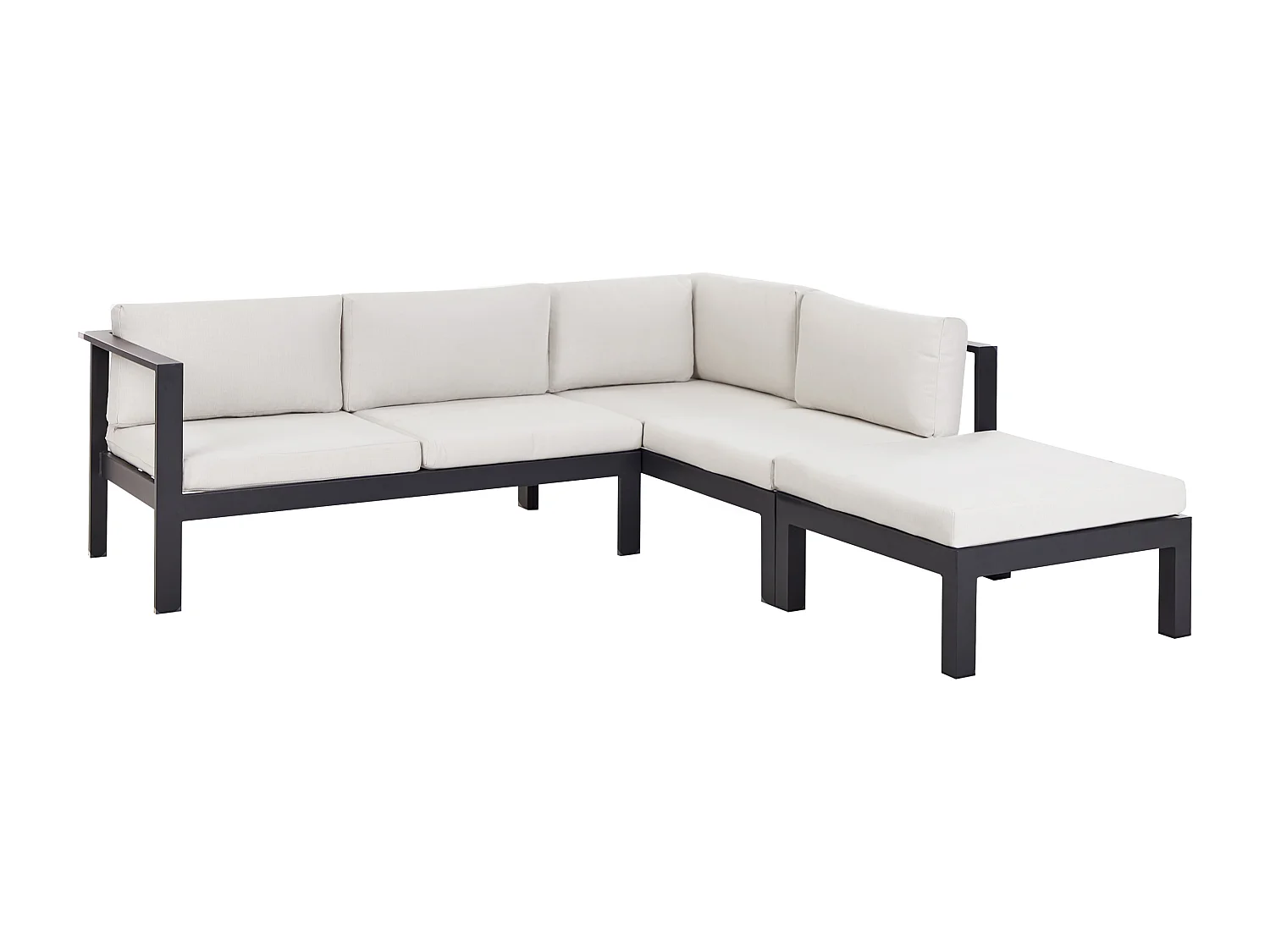 Garten Ecksofa mit Tisch 5-Sitzer MESSINA linksseitig Metall Cremeweiss