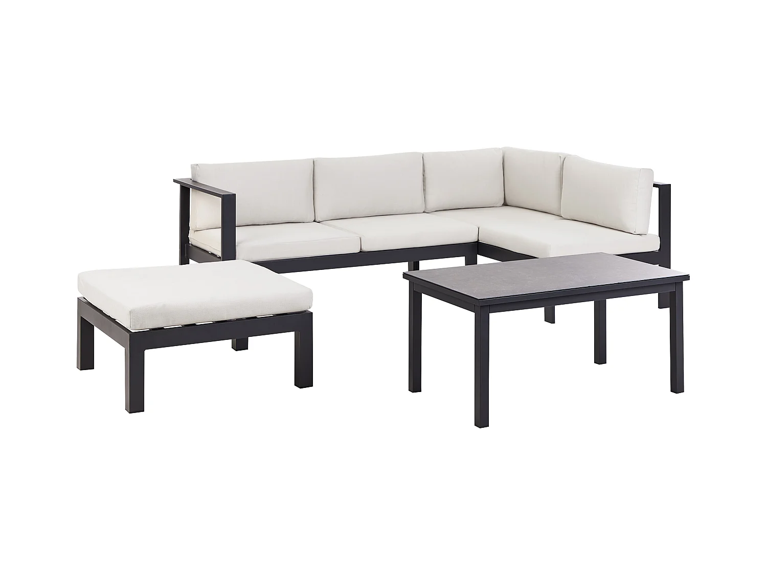 Narożnik ogrodowy ze stolikiem dla 5 osób MESSINA Lewostronny Metal Złamana biel