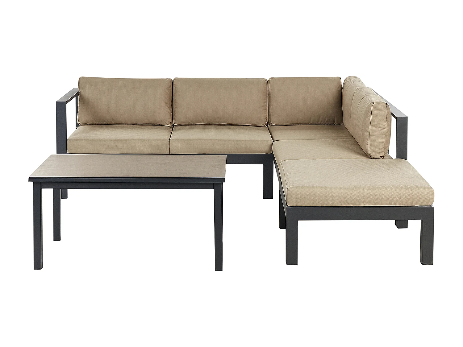 Ensemble de canapés d'angle de jardin 5 places MESSINA Côté droite Métal Beige sable