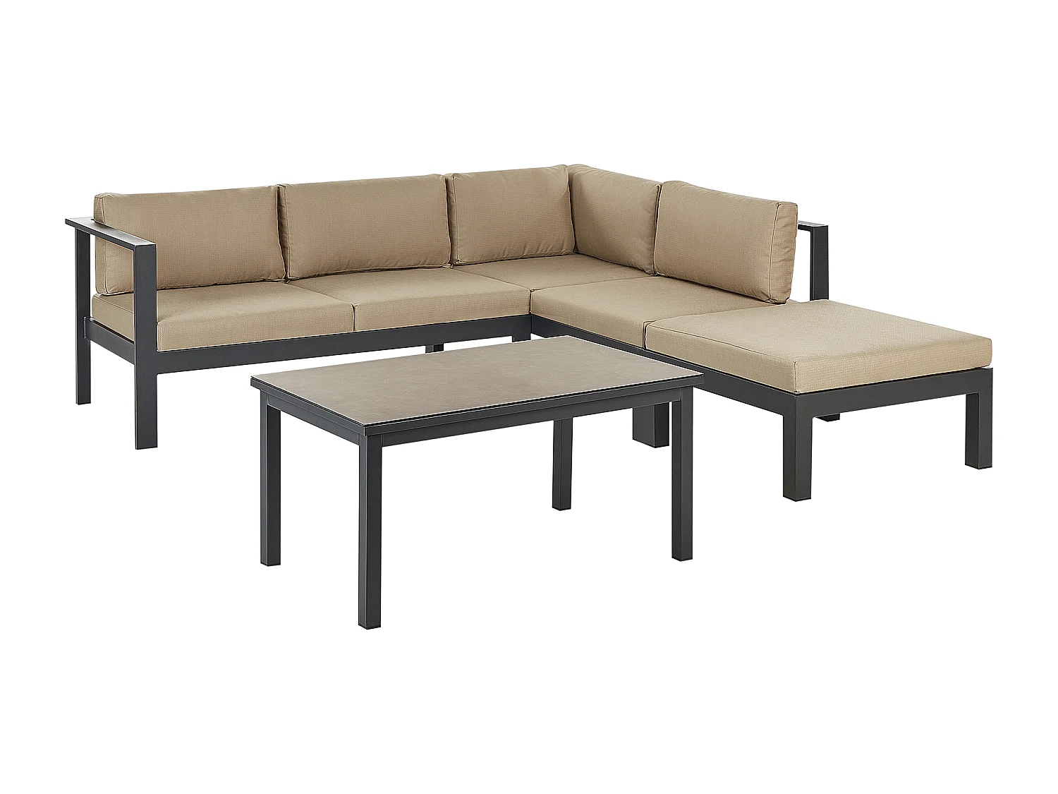 Ensemble de canapés d'angle de jardin 5 places MESSINA Côté droite Métal Beige sable