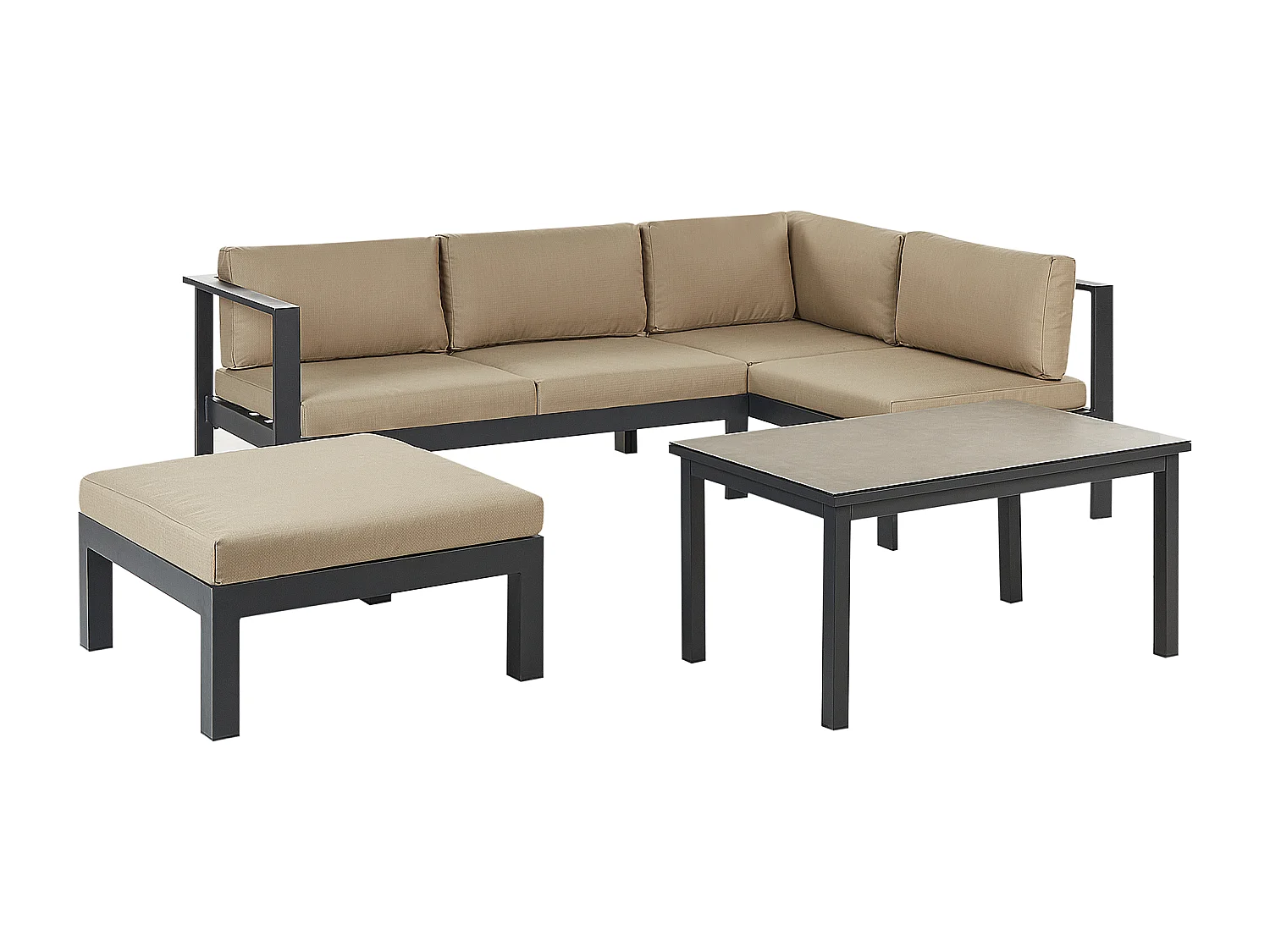 Ensemble de canapés d'angle de jardin 5 places MESSINA Côté gauche Métal Beige sable