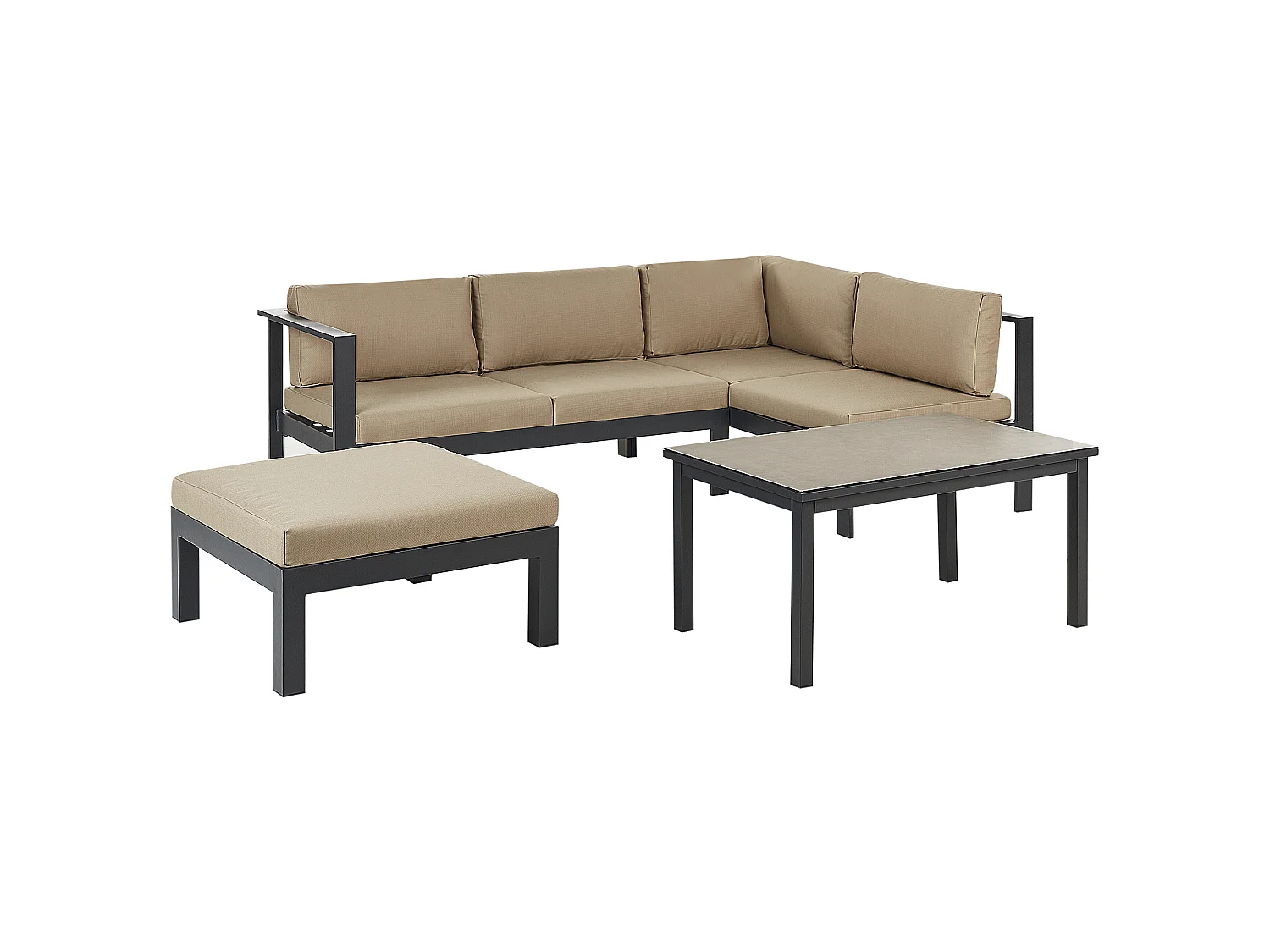 Garten Ecksofa mit Tisch 5-Sitzer MESSINA linksseitig Metall Sandbeige