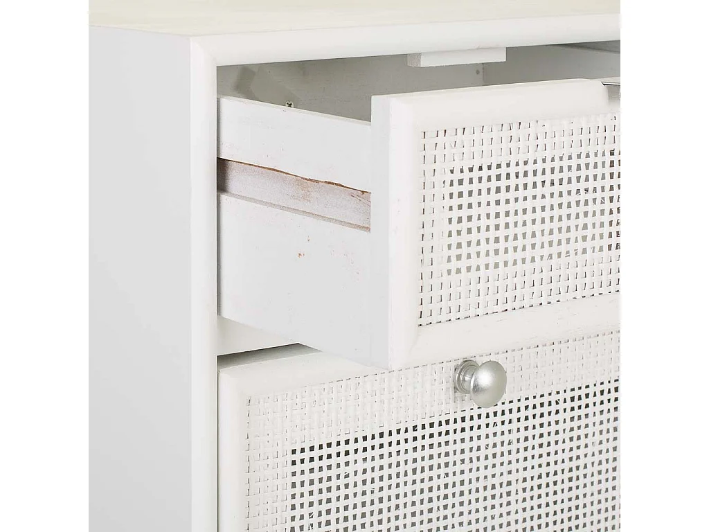 Mueble zapatero de madera y rejilla blanco 70x32x120