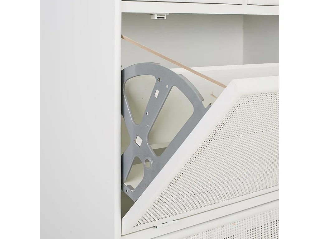 Mueble zapatero de madera y rejilla blanco 70x32x120