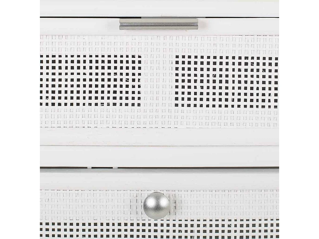 Mueble zapatero de madera y rejilla blanco 70x32x120