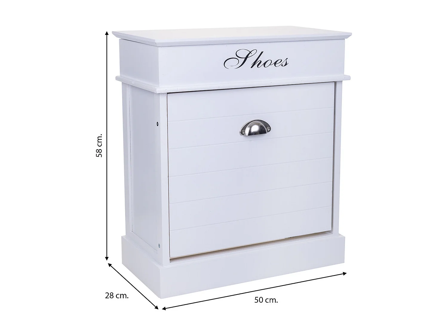 Sapateira de madeira branca 50x28x58