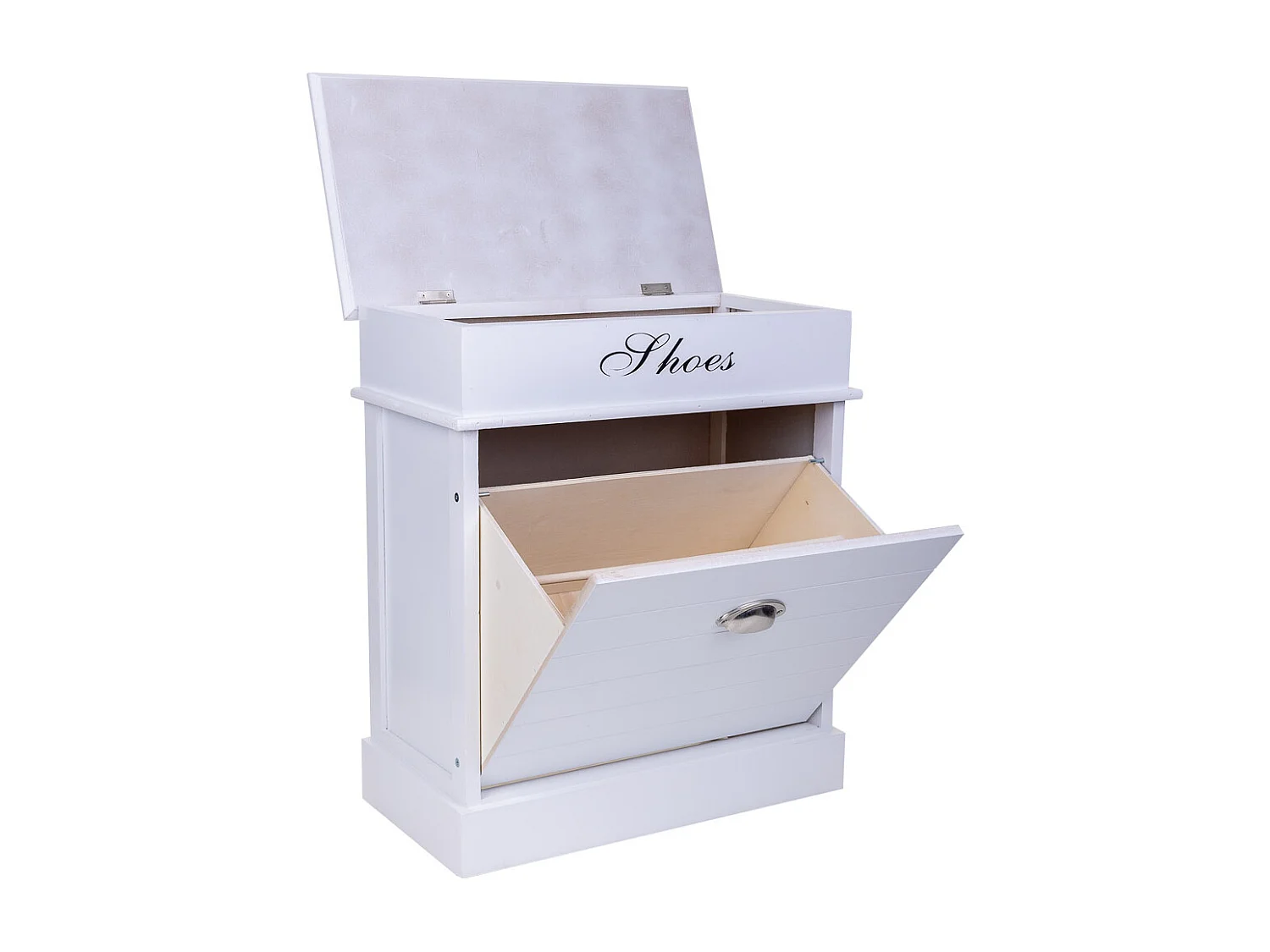 Sapateira de madeira branca 50x28x58