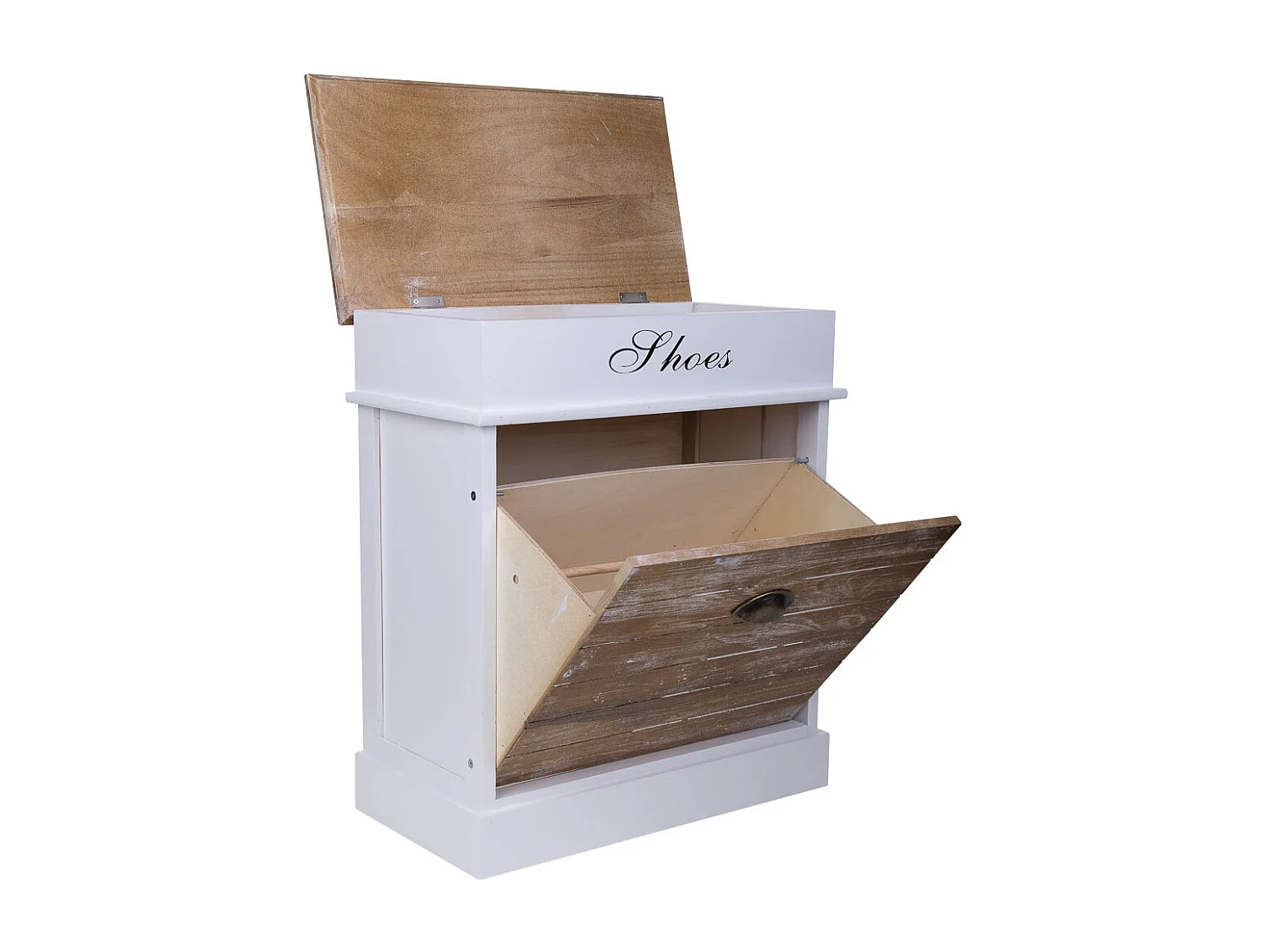 Weißes Schuhregal aus Holz, 50x28x58h cm