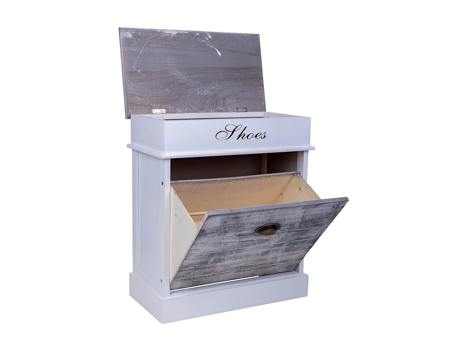 Sapateira de madeira branca 50x28x58