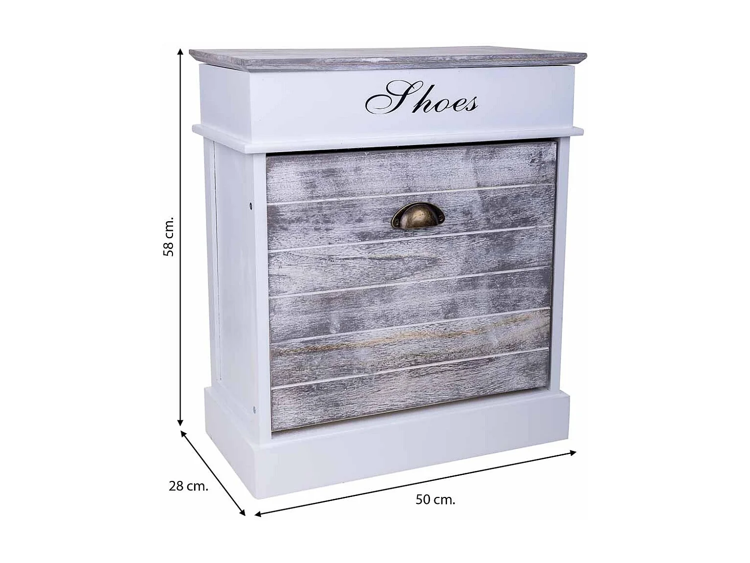 Sapateira de madeira branca 50x28x58