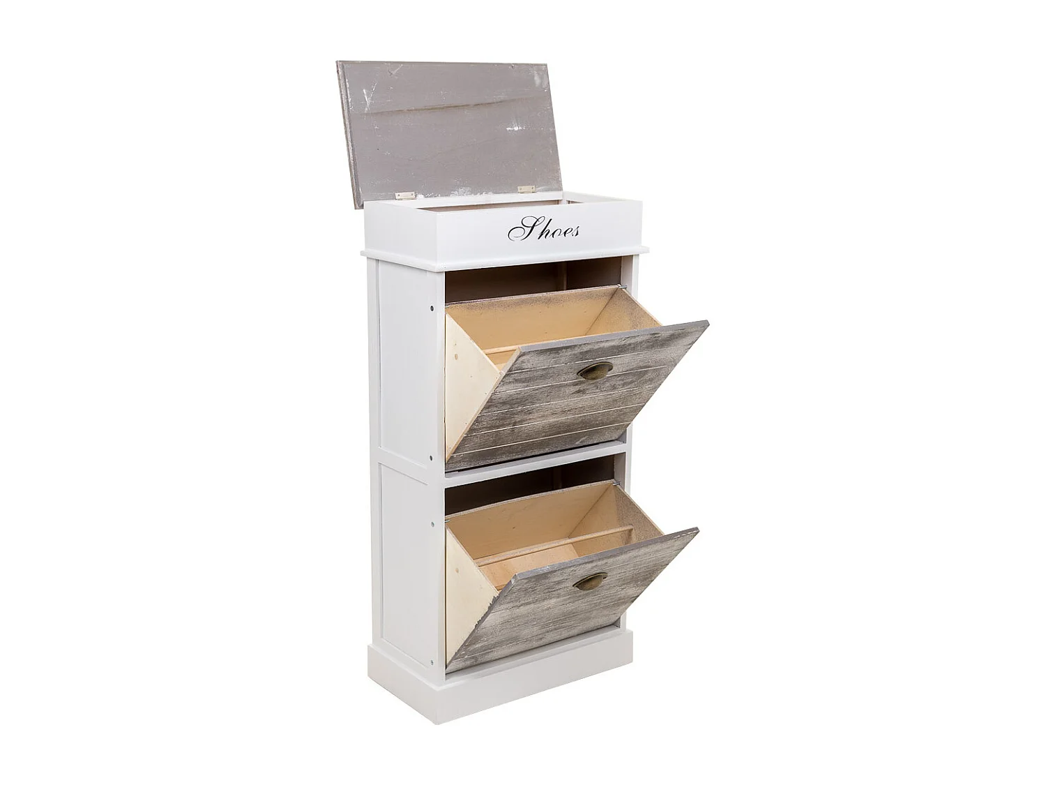 Sapateira de madeira branca 50x28x98