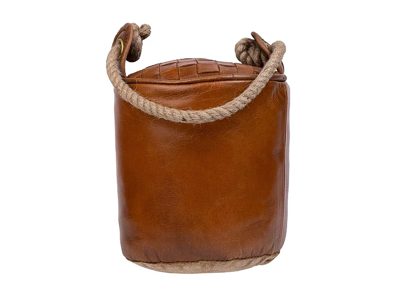 Fermaporta in pelle e corda marrone 20x20x20h cm