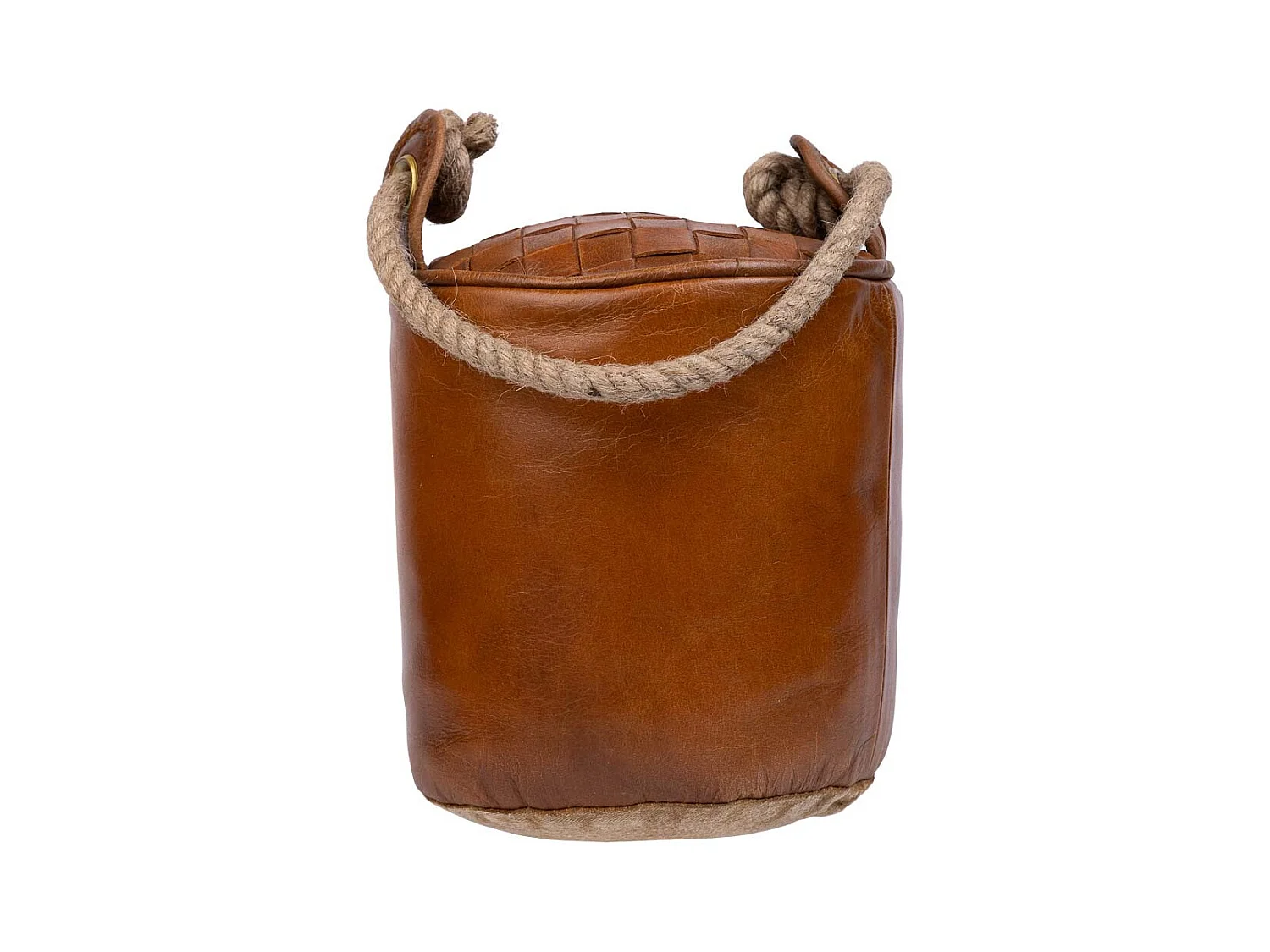 Arrêt de porte en cuir et corde marron 20x20x20h