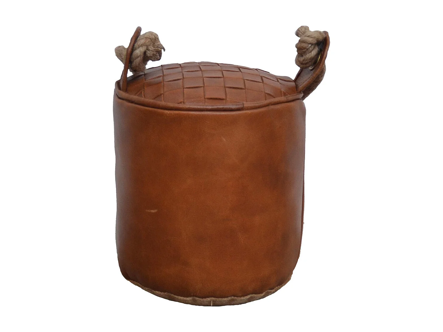 Türstopper aus braunem Leder und Seil 20x20x20h cm