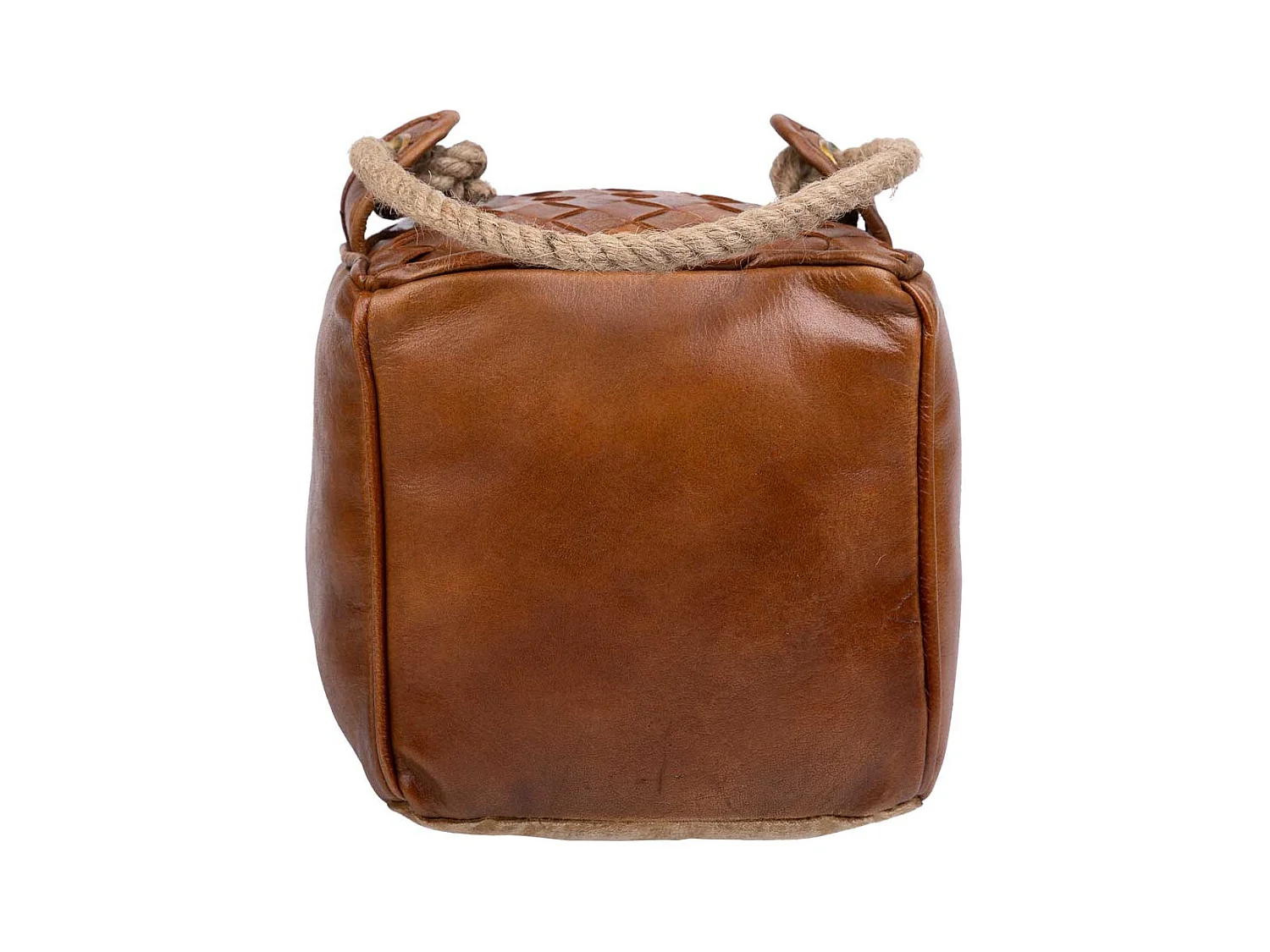 Arrêt de porte en cuir et corde marron 20x20x20h