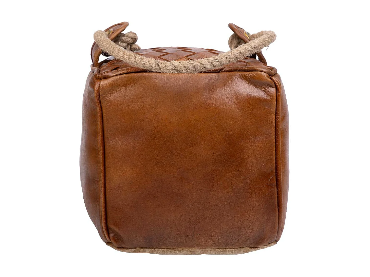 Tope de puerta de piel y cuerda marrón 20x20x20