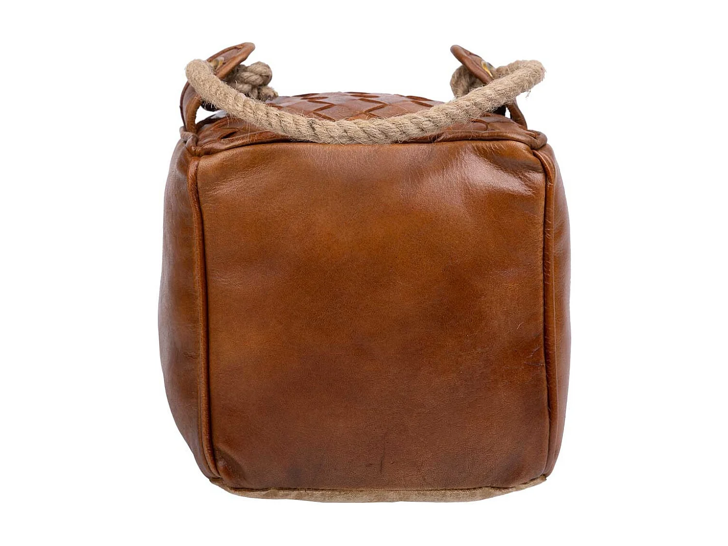 Tope de puerta de piel y cuerda marrón 20x20x20