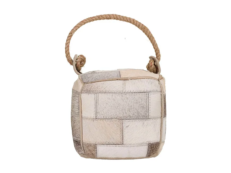 Fermaporta in pelle marrone 20x20x20h cm