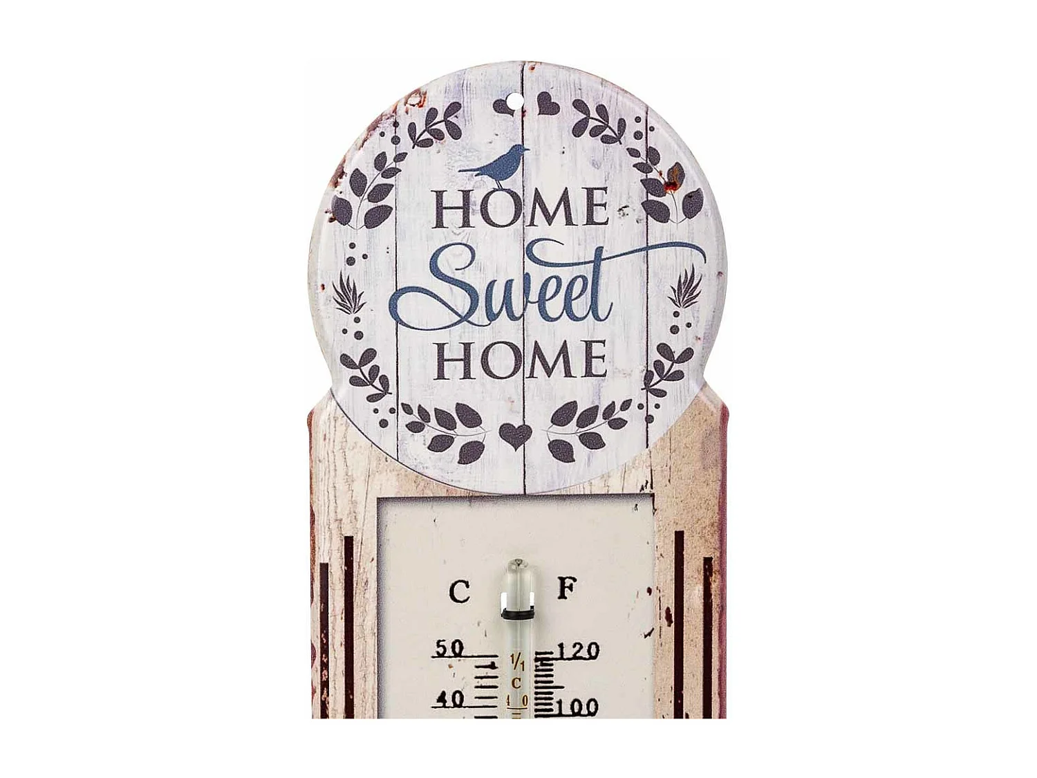 Termômetro de parede em metal branco 29x10x1