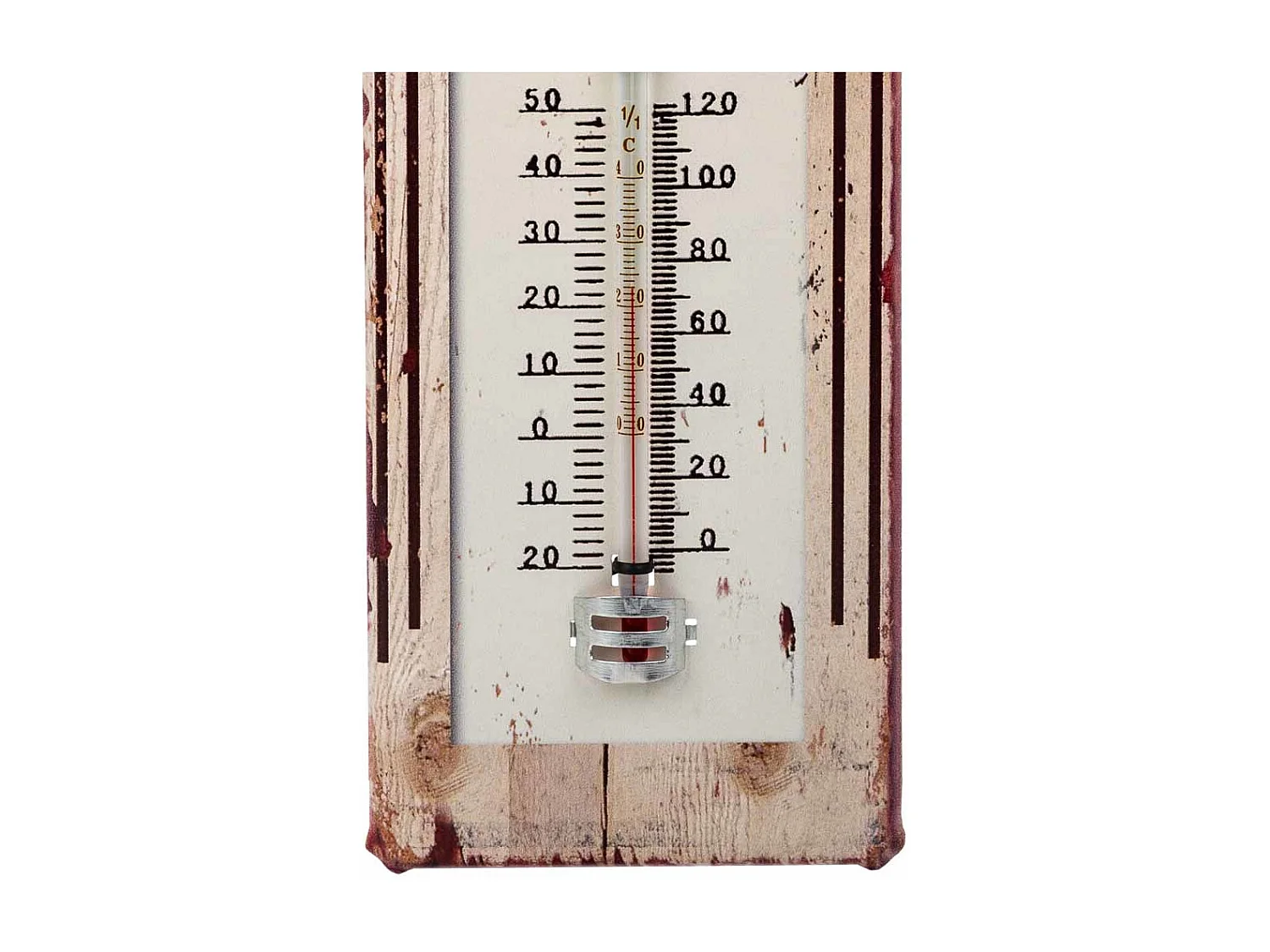 Termômetro de parede em metal branco 29x10x1