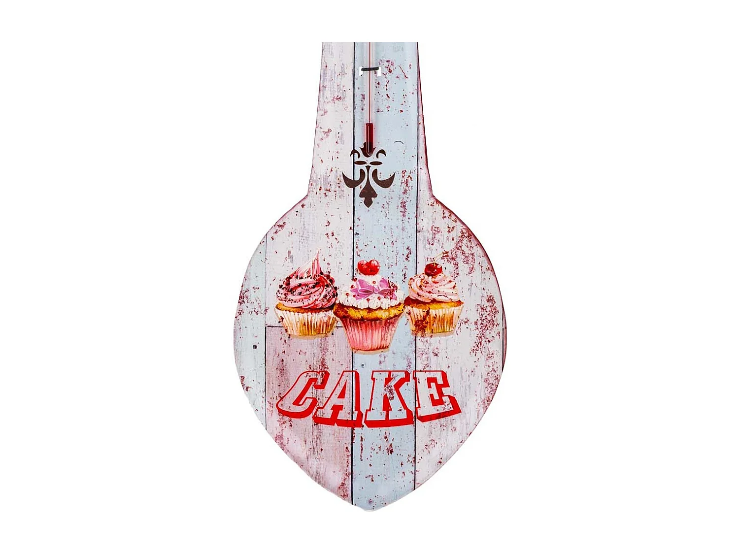 Termômetro de parede em metal branco 47,5x15x1