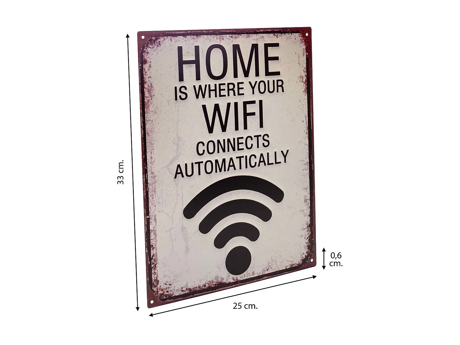 Placa de parede em metal branco 25x33x0,06