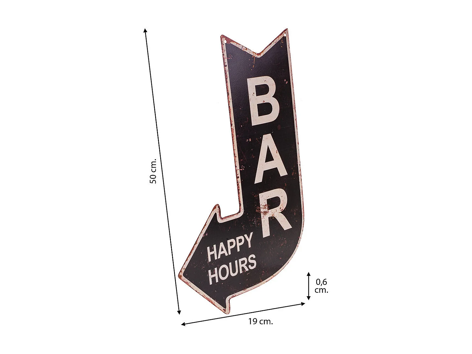 Placa de de pared de metal negra 19x50x0,6h cm