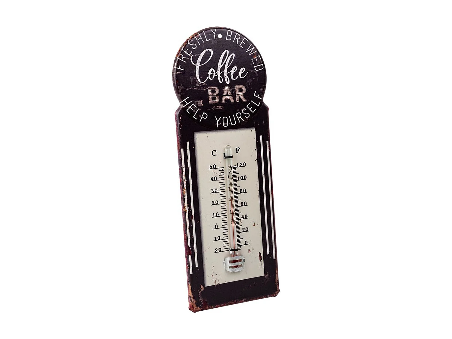 Schwarzes Metallwandthermometer 29x10x1h cm