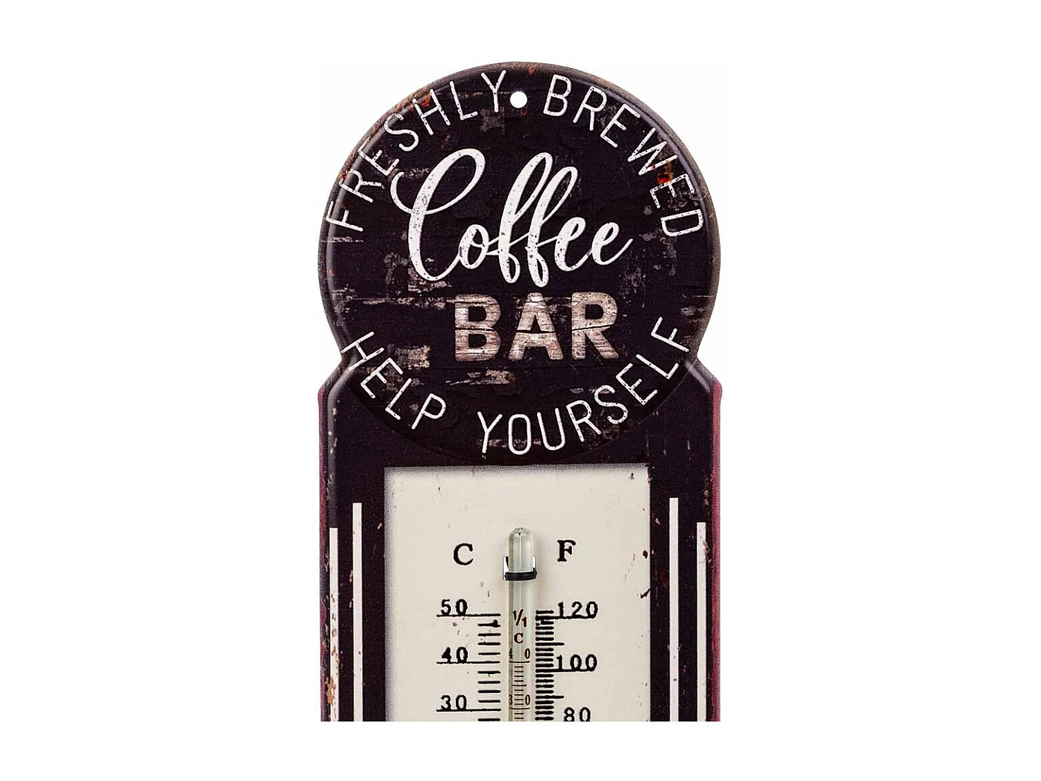 Schwarzes Metallwandthermometer 29x10x1h cm