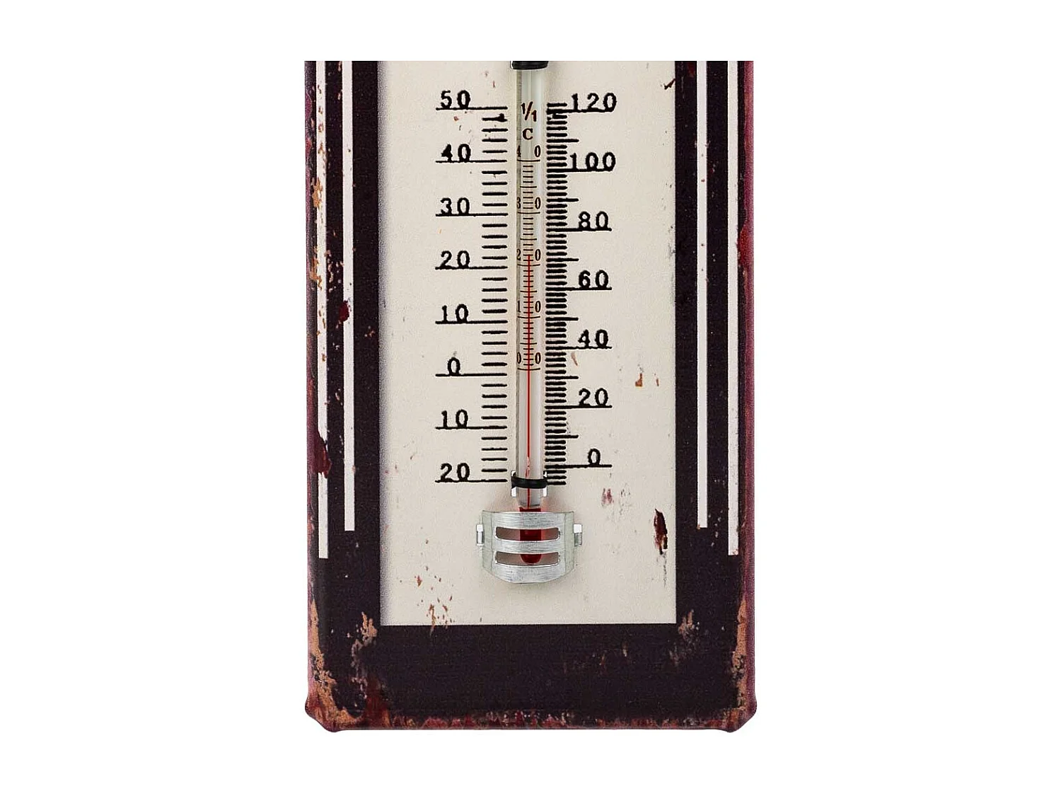 Schwarzes Metallwandthermometer 29x10x1h cm