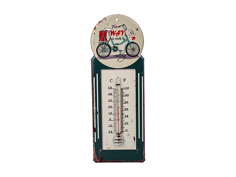 Termometro da parete in metallo verde 29x10x1h