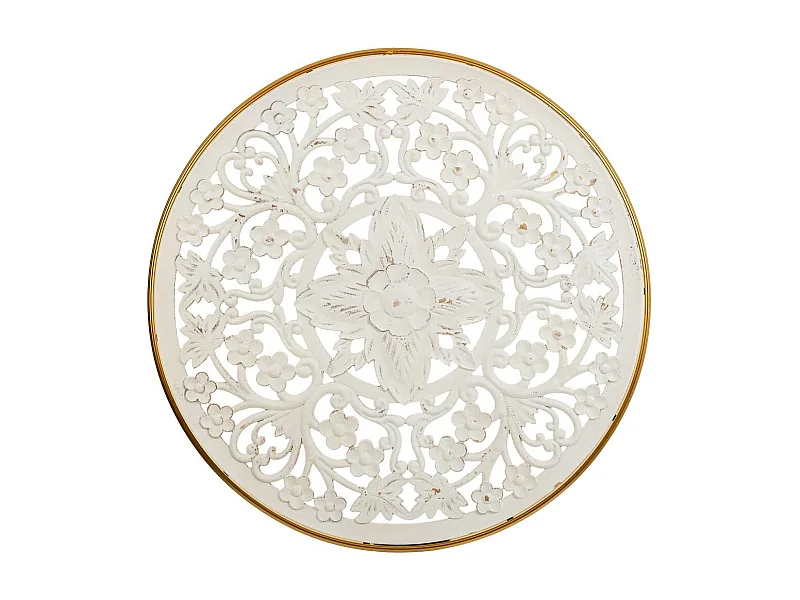 Pannello decorativo in legno intagliato bianco 87x3x87h