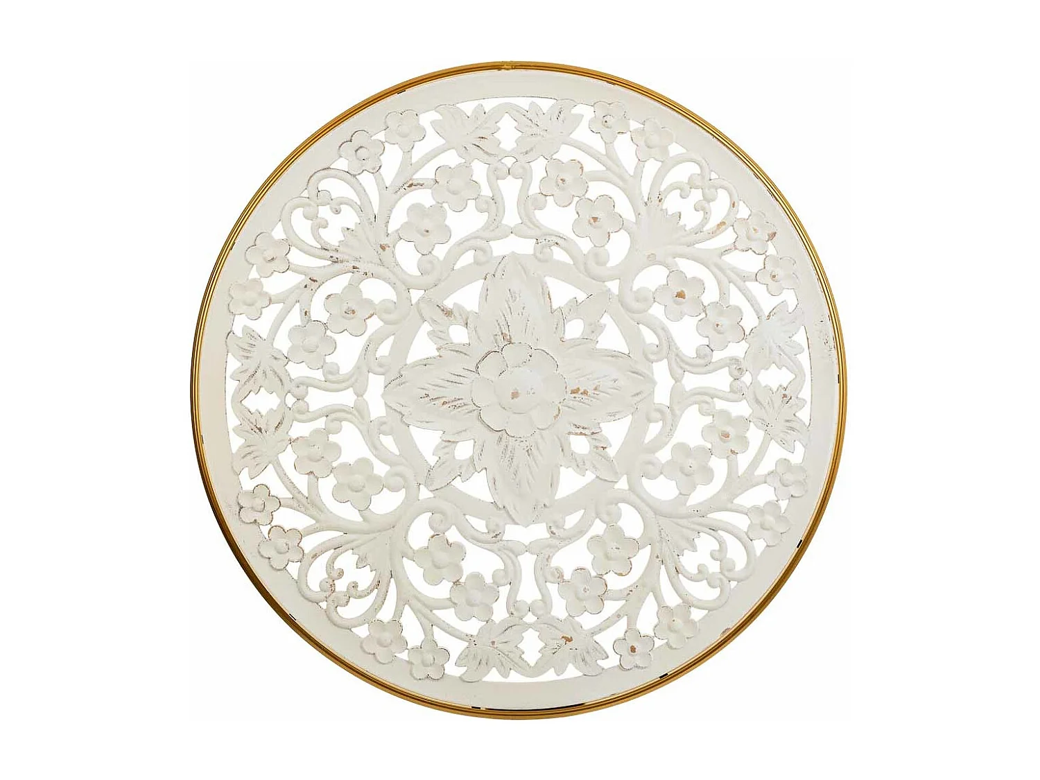 Weiß geschnitzte dekorative Holzplatte 87x3x87h cm