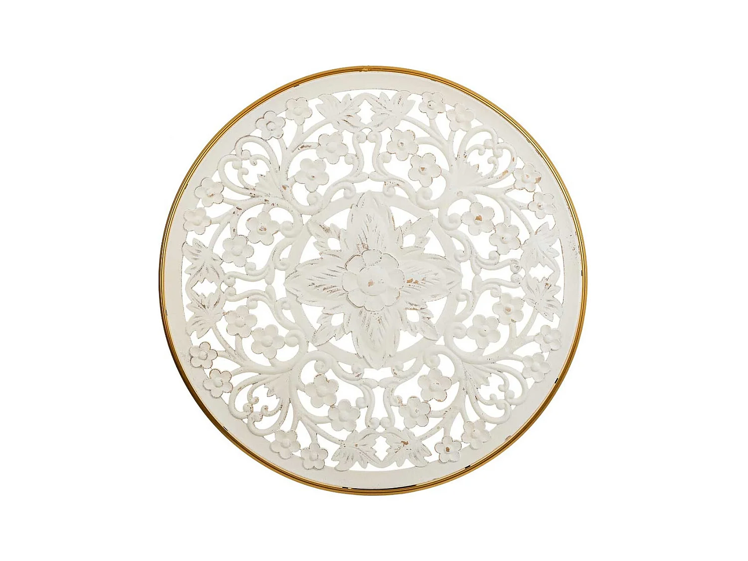 Panneau décoratif en bois sculpté blanc 87x3x87h