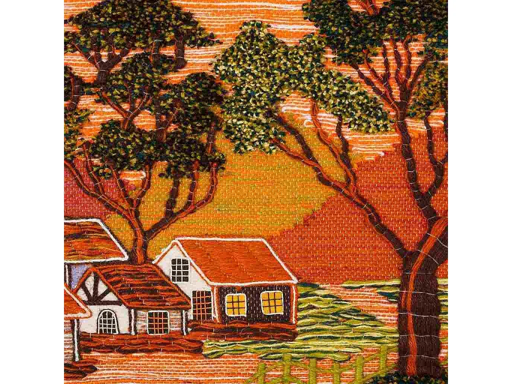 Tapisserie en jute tissée décorative 100x80