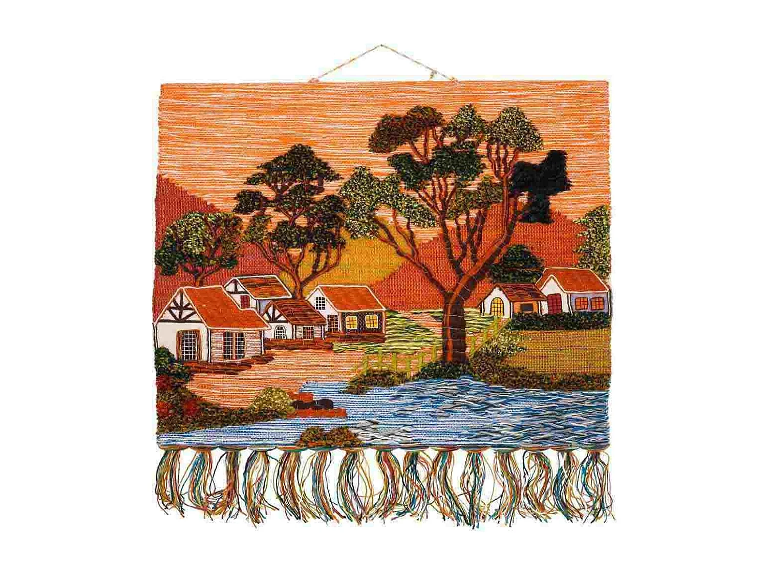 Tapisserie en jute tissée décorative 100x80