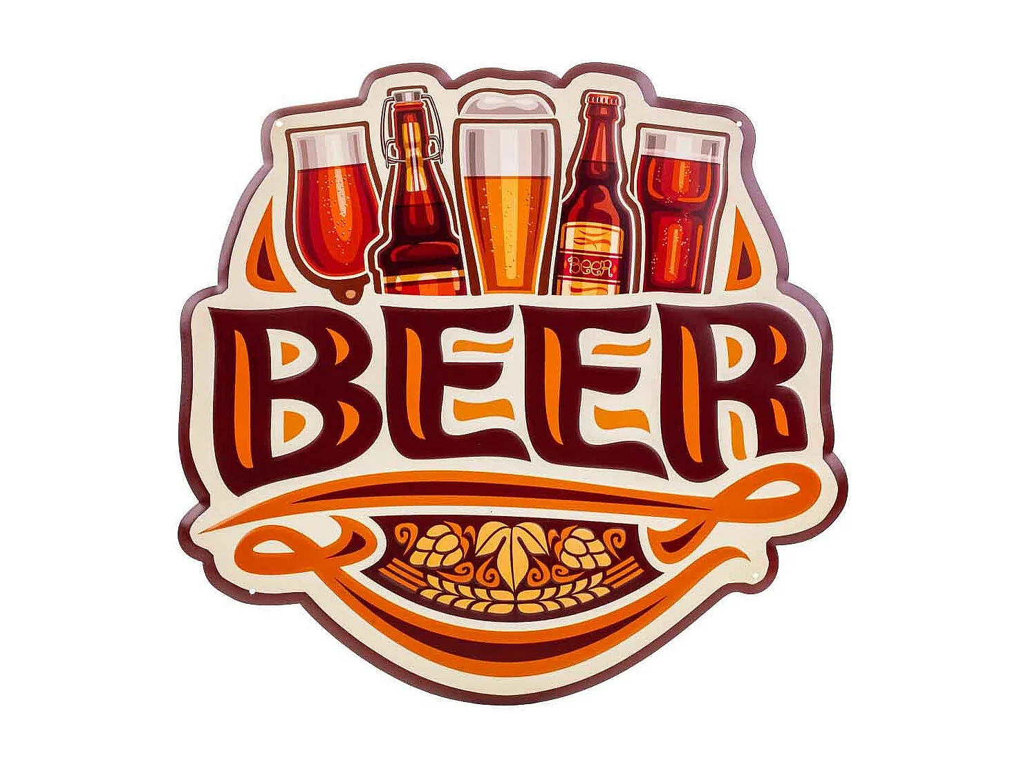 Braune Metallwandplatte 39x50x1h cm