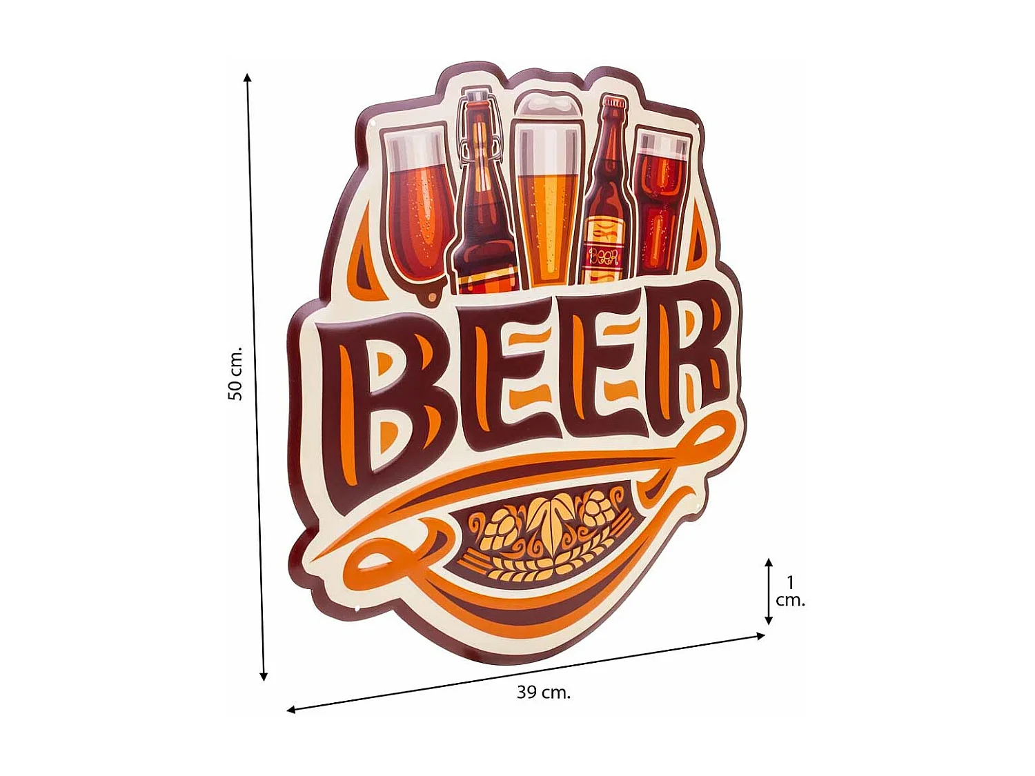 Braune Metallwandplatte 39x50x1h cm