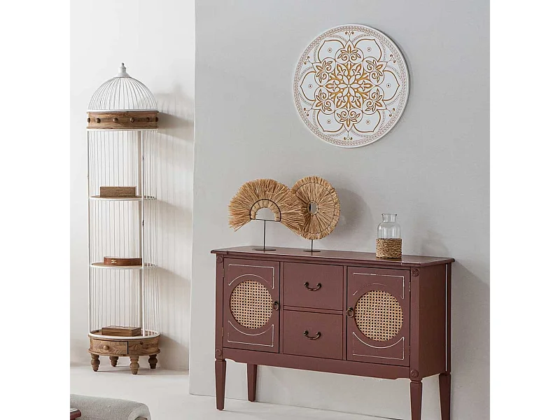 Pannello decorativo in legno intagliato bianco 60x2x60h