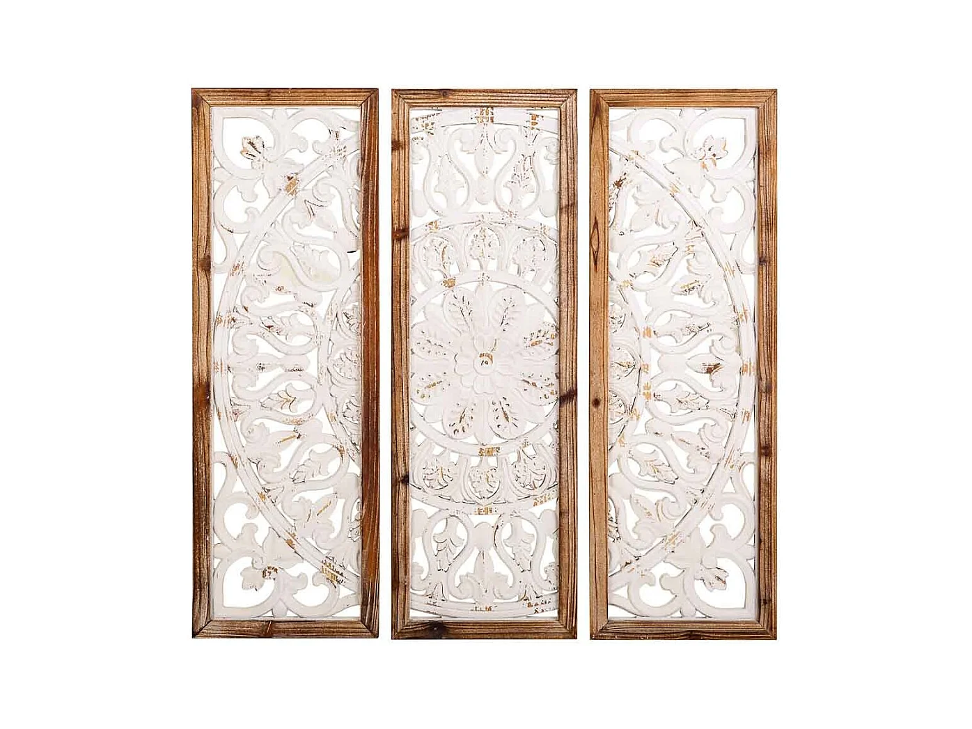 Panneau mural en bois sculpté marron 90x2.5x90h