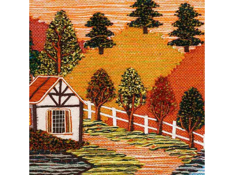 Tapeçaria decorativa de juta tecida 100x80cm