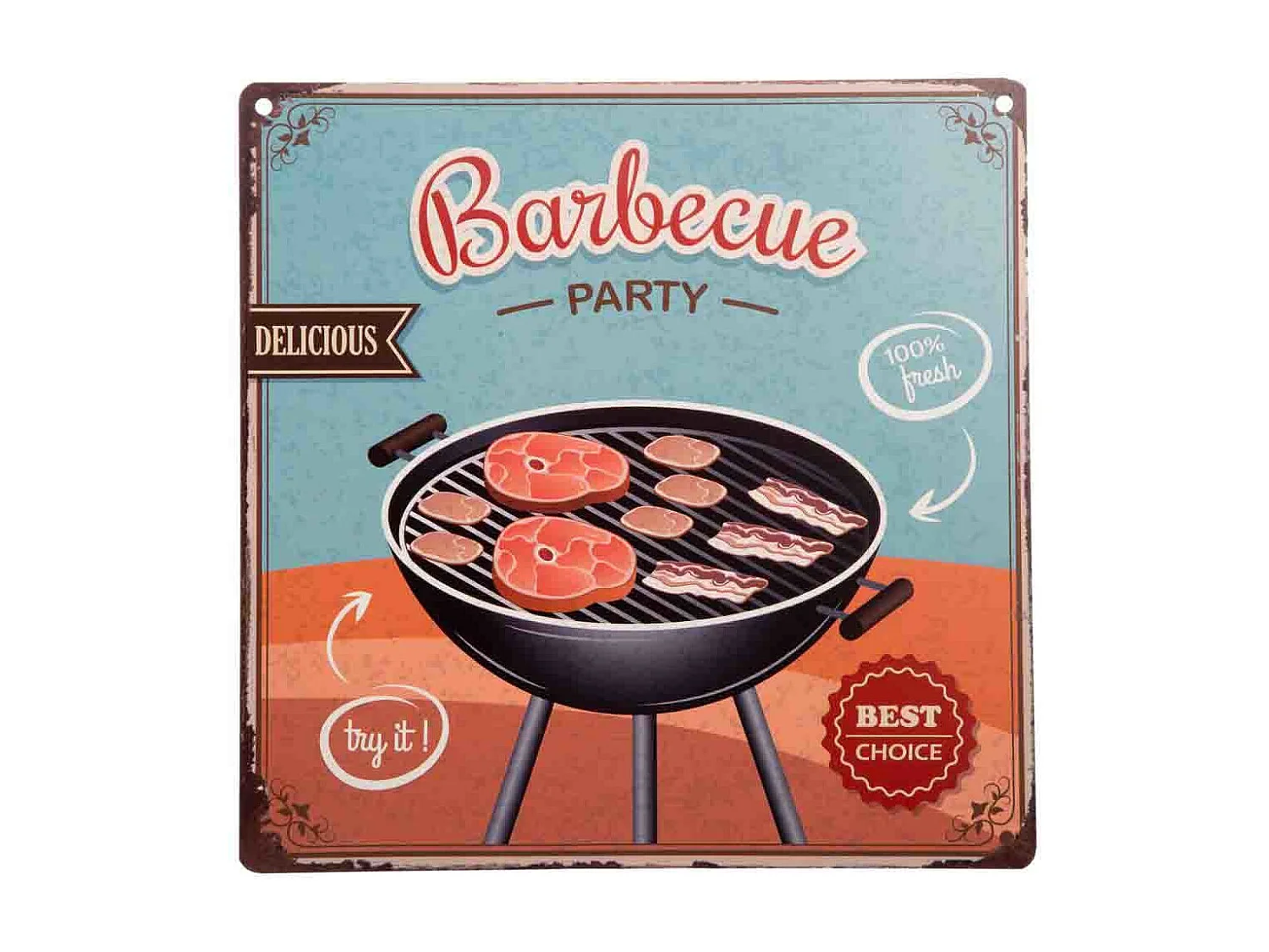 Placa de de pared de metal azul 30x30x0,06