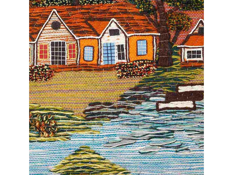 Tapeçaria decorativa de juta tecida 100x80cm