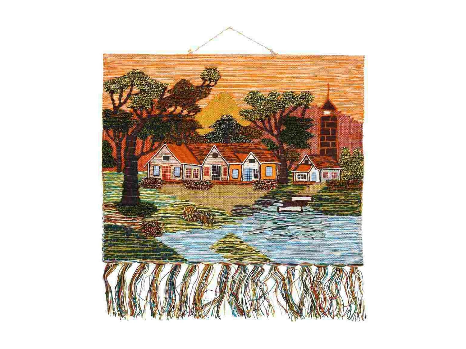 Tapeçaria decorativa de juta tecida 100x80cm