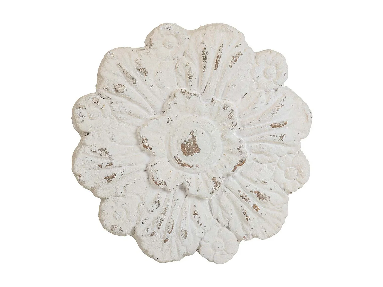 Weiß geschnitzte dekorative Holzplatte 41x8x41h cm